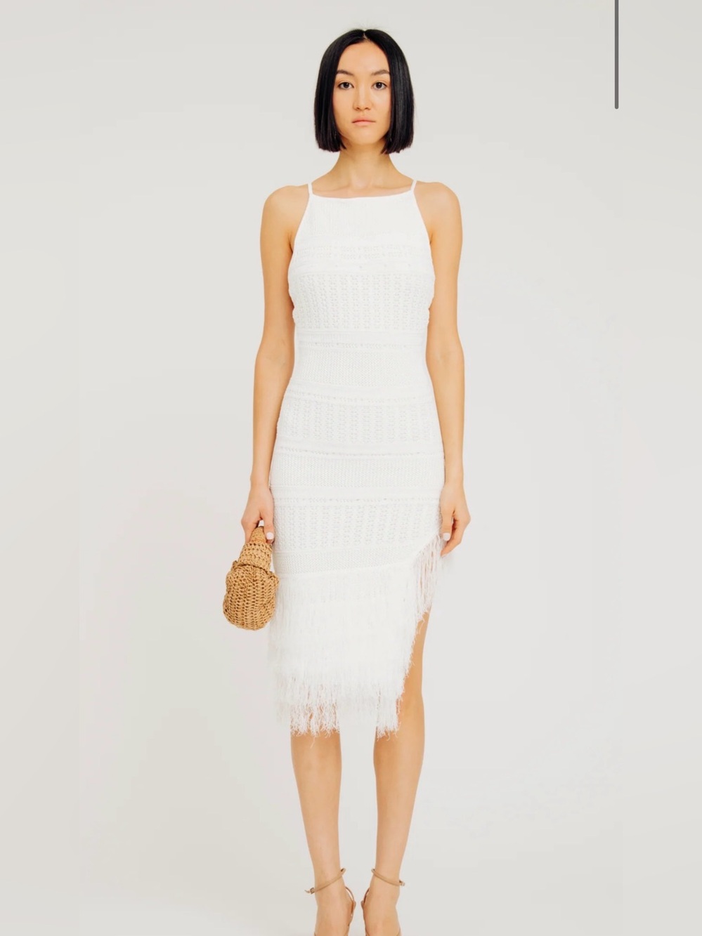 Torn by Ronny Kobo Yuna white fringe dress